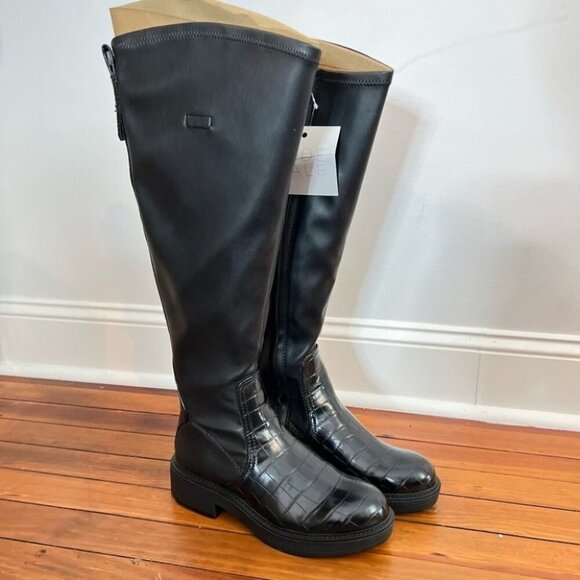 Franco Sarto Black Keaton Wide Calf High Shaft Boot 9 - Picture 2 of 12